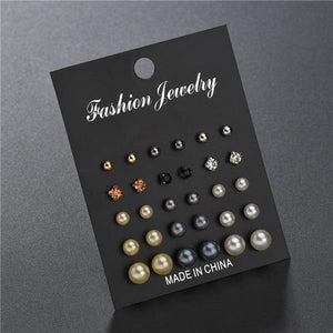 Modyle 2019 New Fashion 12 pairs/set White Simulated Pearl Stud Earrings