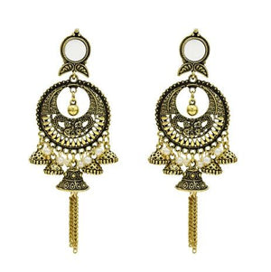 Indian Earrings for Women Oxidized Jhumka Gold Silver Big Long Tassel Bells