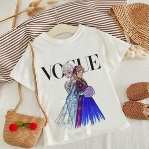 VOGUE Arrival Princess Print Kids T Shirt Funny Kawaii Cartoon Girl Top