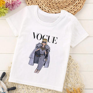 VOGUE Arrival Princess Print Kids T Shirt Funny Kawaii Cartoon Girl Top