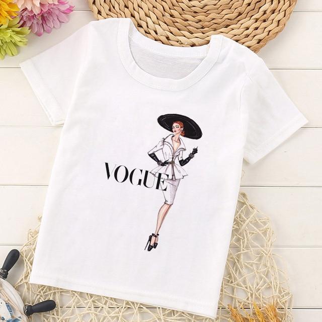 VOGUE Arrival Princess Print Kids T Shirt Funny Kawaii Cartoon Girl Top