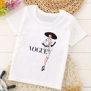 VOGUE Arrival Princess Print Kids T Shirt Funny Kawaii Cartoon Girl Top