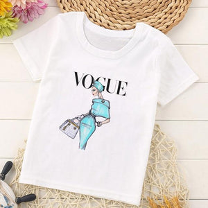 VOGUE Arrival Princess Print Kids T Shirt Funny Kawaii Cartoon Girl Top