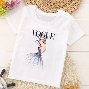 VOGUE Arrival Princess Print Kids T Shirt Funny Kawaii Cartoon Girl Top