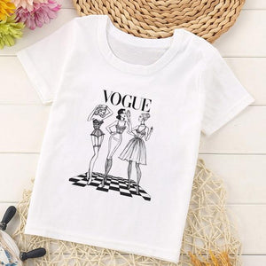 VOGUE Arrival Princess Print Kids T Shirt Funny Kawaii Cartoon Girl Top