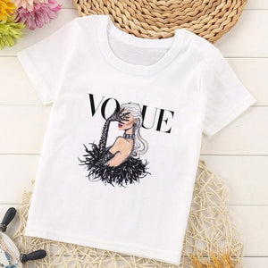 VOGUE Arrival Princess Print Kids T Shirt Funny Kawaii Cartoon Girl Top