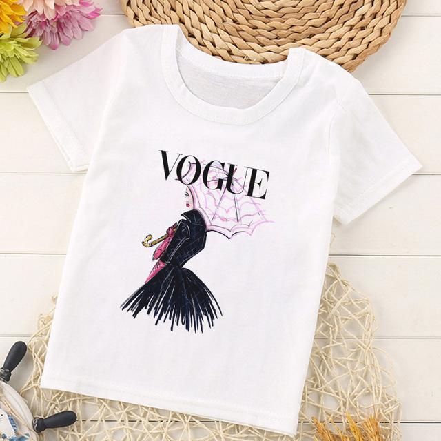 VOGUE Arrival Princess Print Kids T Shirt Funny Kawaii Cartoon Girl Top