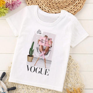 VOGUE Arrival Princess Print Kids T Shirt Funny Kawaii Cartoon Girl Top