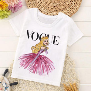 VOGUE Arrival Princess Print Kids T Shirt Funny Kawaii Cartoon Girl Top