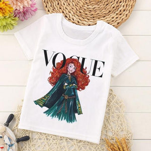 VOGUE Arrival Princess Print Kids T Shirt Funny Kawaii Cartoon Girl Top