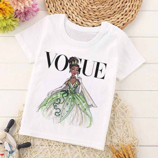 VOGUE Arrival Princess Print Kids T Shirt Funny Kawaii Cartoon Girl Top