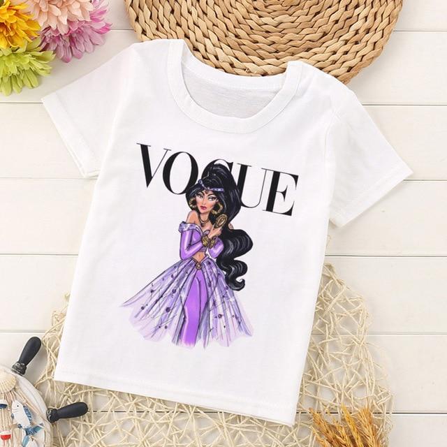 VOGUE Arrival Princess Print Kids T Shirt Funny Kawaii Cartoon Girl Top