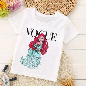 VOGUE Arrival Princess Print Kids T Shirt Funny Kawaii Cartoon Girl Top