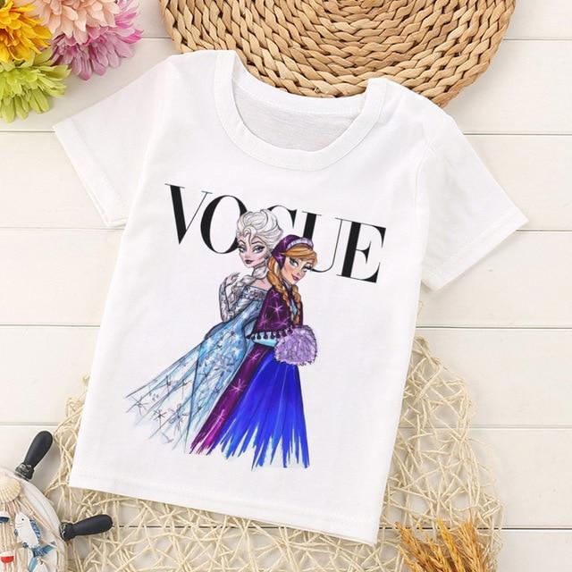 VOGUE Arrival Princess Print Kids T Shirt Funny Kawaii Cartoon Girl Top