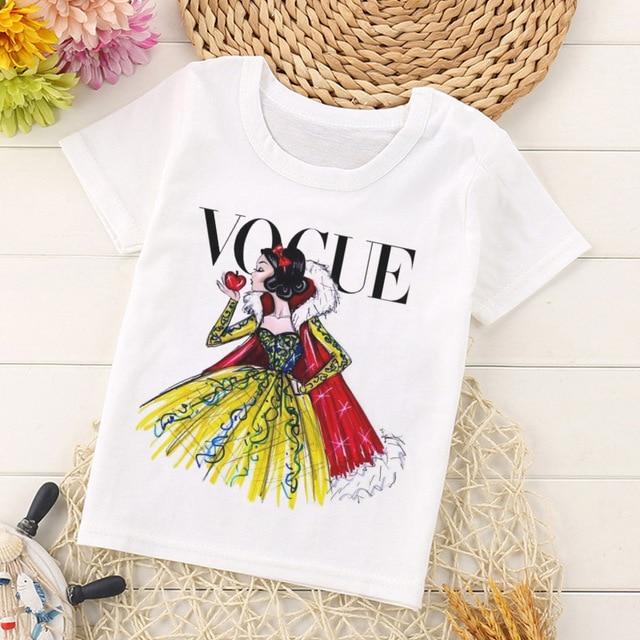 VOGUE Arrival Princess Print Kids T Shirt Funny Kawaii Cartoon Girl Top