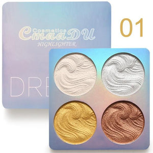 4 Colors Brighten Highlighter Baking Bronzer Palette Repair Facial Makeup Powder