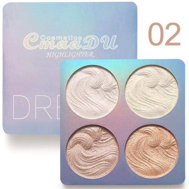 4 Colors Brighten Highlighter Baking Bronzer Palette Repair Facial Makeup Powder