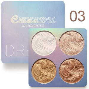 4 Colors Brighten Highlighter Baking Bronzer Palette Repair Facial Makeup Powder