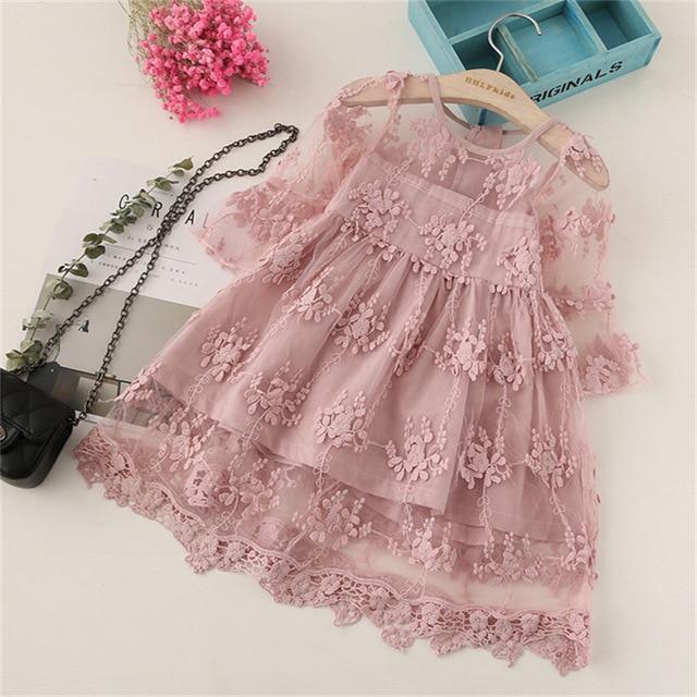 Girl Dress Kids Dresses For Girls Mesh Casual Lace Embroidery Princess