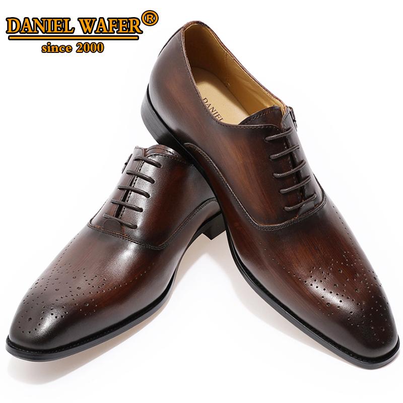 GENUINE LEATHER OXFORD SHOES MEN BUCKLE STRAP