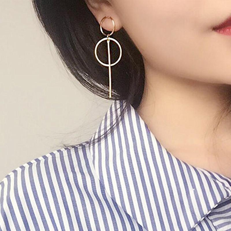 NEW Gold Metal Tassel Earrings for Women Long Circle Pendant Earings