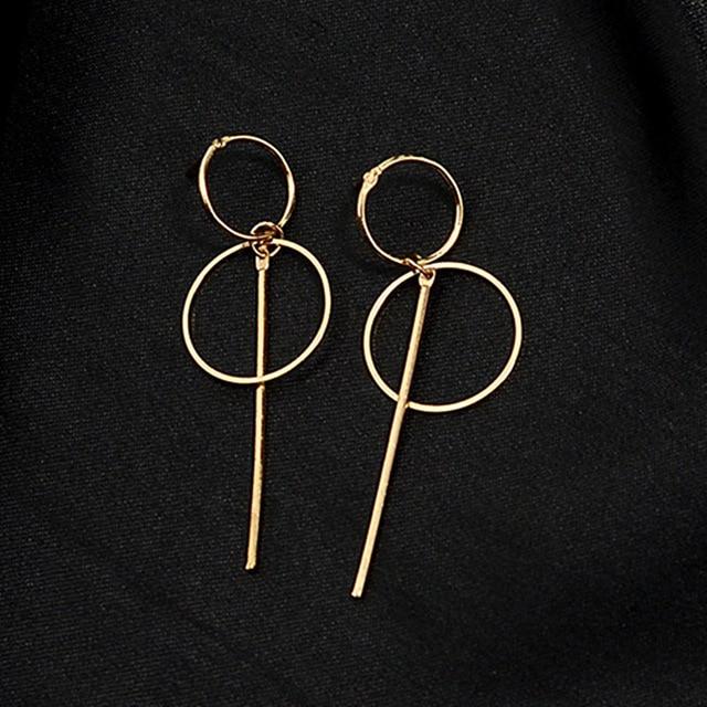 NEW Gold Metal Tassel Earrings for Women Long Circle Pendant Earings