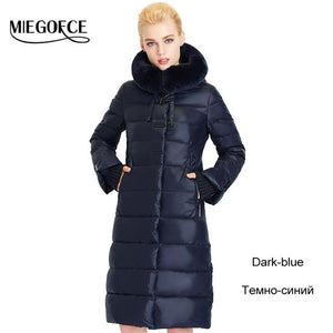 MIEGOFCE 2019 Women's Coat Jacket Medium Length Women Parka With a Rabbit Fur Winter Thick Coat Women New Winter Collection Hot