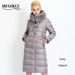 MIEGOFCE 2019 Women's Coat Jacket Medium Length Women Parka With a Rabbit Fur Winter Thick Coat Women New Winter Collection Hot