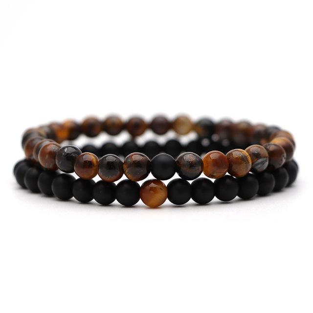 Energy Elastic Rope Couple Tiger Eye Beaded bracelet