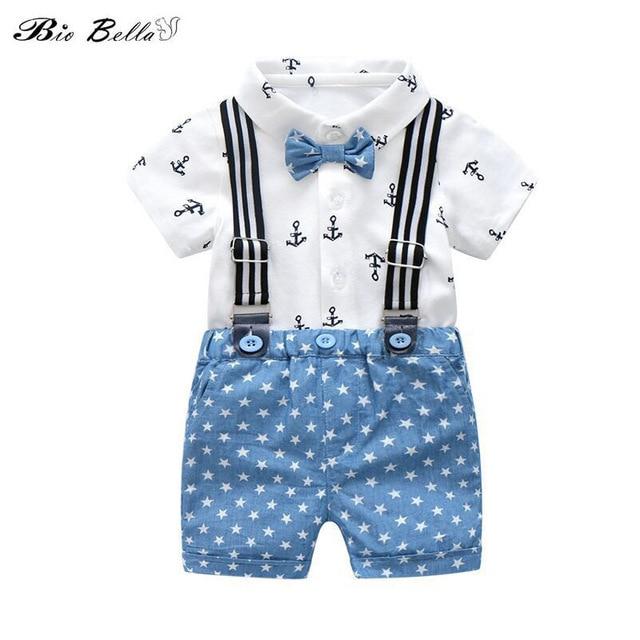 Baby Boys Gentleman Summer Wedding Party Birthday Newborn Infant Boy Clothes Tops+Shorts