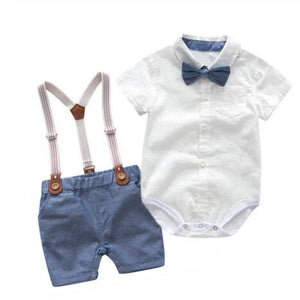 Baby Boys Gentleman Summer Wedding Party Birthday Newborn Infant Boy Clothes Tops+Shorts