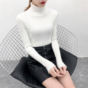 2019 Women Sweater casual solid turtleneck female pullover full sleeve warm soft spring autumn winter knitted cotton