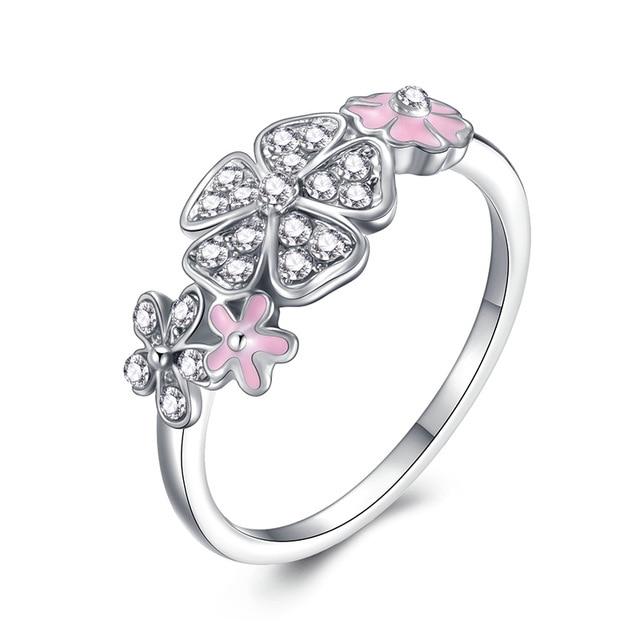 Fashion Crystal Silver Color Ring For Women Flower Love Heart Crown Finger Rings