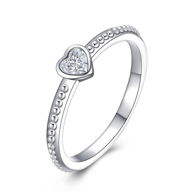 Fashion Crystal Silver Color Ring For Women Flower Love Heart Crown Finger Rings