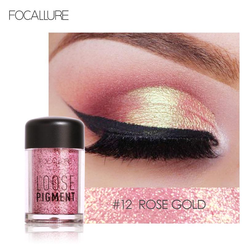 FOCALLURE Glitter Eye Shadow 18 Colors Cosmetic Makeup Diamond Lips Loose Makeup Eyes Pigment Powder Comestic Single Eye Shadow