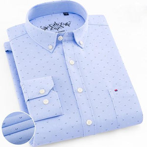 Mens Long Sleeve Solid Oxford Dress Shirt with Left Chest Pocket