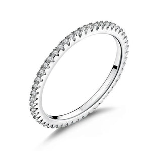 925 Sterling Silver High Quality Circle Clear CZ Geometric Stackable Ring