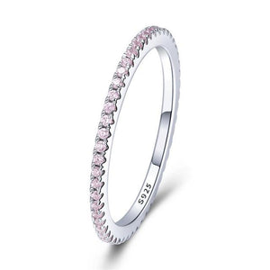 925 Sterling Silver High Quality Circle Clear CZ Geometric Stackable Ring