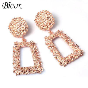 BICUX Fashion Gold Drop Earrings for Women Statement Big Geometric Metal Earring