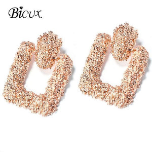 BICUX Fashion Gold Drop Earrings for Women Statement Big Geometric Metal Earring