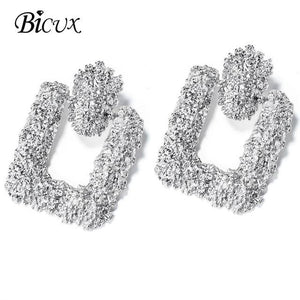 BICUX Fashion Gold Drop Earrings for Women Statement Big Geometric Metal Earring