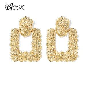 BICUX Fashion Gold Drop Earrings for Women Statement Big Geometric Metal Earring