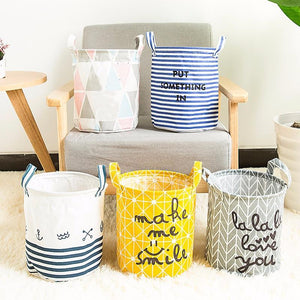 Folding Laundry Basket Cartoon Storage Barrel Standing Toys Clothing Storage Bucket Laundry Organizer Holder Pouch Household