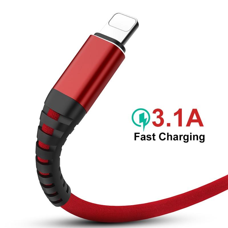 3.1A USB Cable For iPhone X 8 7 6 6S plus 5 5S Cable Hi-Tensile Fast Charging Data Cable Quick Charger for apple device