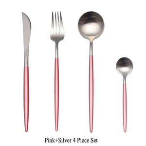 4Pcs/set Black Cutlery Set Stainless Steel Dinnerware Set Gold Flatware Fork Knife Spoon Wedding Silverware Set Drop Shipping