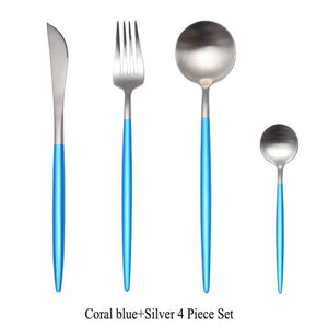 4Pcs/set Black Cutlery Set Stainless Steel Dinnerware Set Gold Flatware Fork Knife Spoon Wedding Silverware Set Drop Shipping