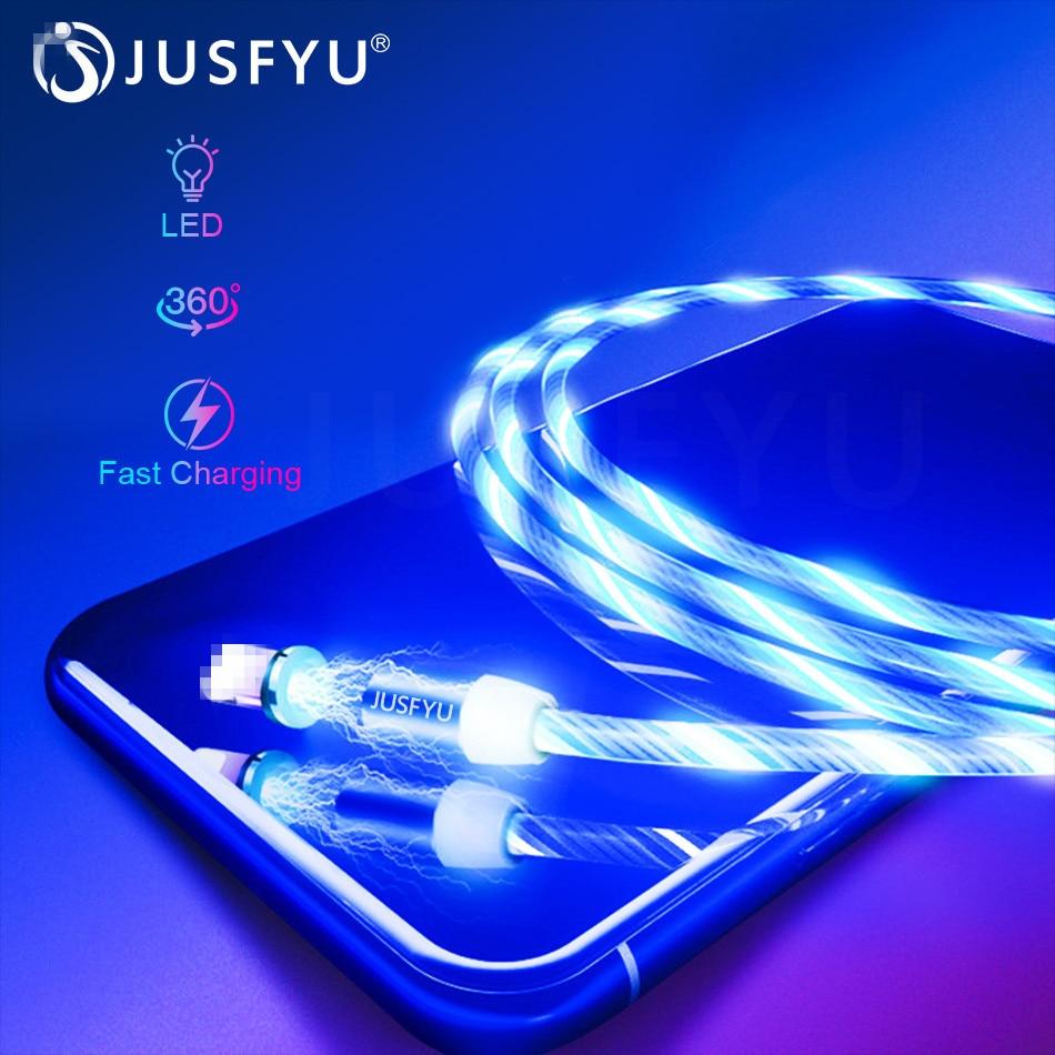 Magnetic Cable USB Type C Cable Magnetic Cable LED Lighting fast Charging USB Micro Charger Cable Wire for iPhone Huawei Samsung