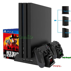 PS4/PS4 Slim/PS4 PRO Console Stand with Cooling Fan Cooler PS 4 Dual Controller Charger Charging Station for SONY Playstation 4