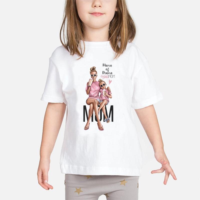 Super Mom Baby Girls T Shirt Mother and Baby Love Life Vogue Kawaii Printed T-Shirts