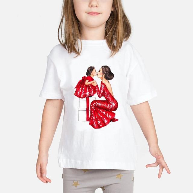 Super Mom Baby Girls T Shirt Mother and Baby Love Life Vogue Kawaii Printed T-Shirts